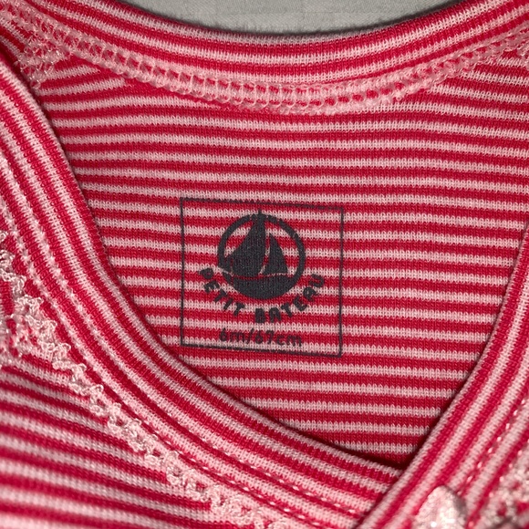 Petit Bateau Pink Stripe Kimono Onesie Bodysuit Size 6m 67 cm French Feminine - Picture 4 of 6